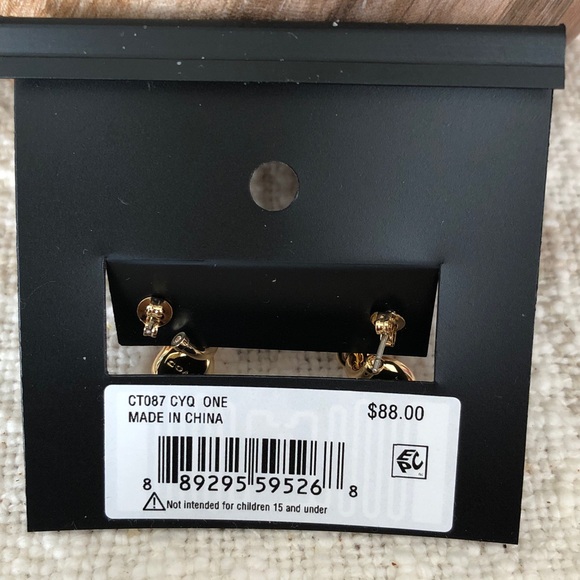 Coach Gold Tone Huggie Hoop Earrings Lemon Charm & Crystal Accent NWT - Picture 14 of 16